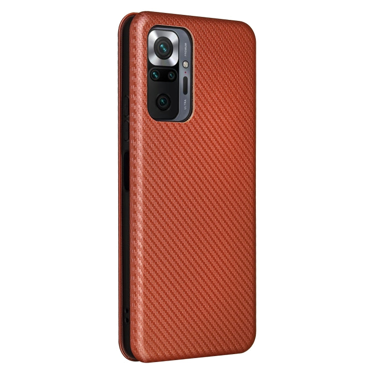 For Xiaomi Redmi Note 10 Pro Max Carbon Fiber Texture Horizontal Flip TPU + PC + PU Leather Case with Card Slot