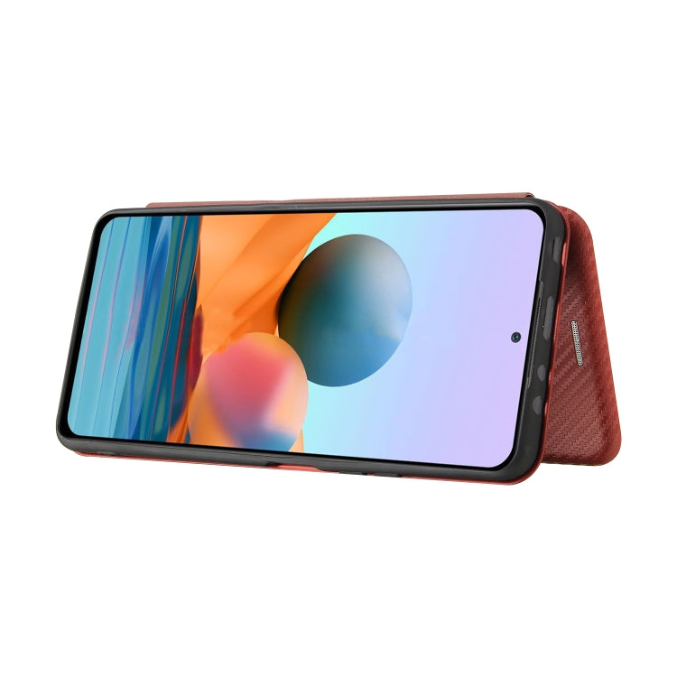 For Xiaomi Redmi Note 10 Pro Max Carbon Fiber Texture Horizontal Flip TPU + PC + PU Leather Case with Card Slot