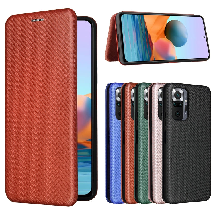 For Xiaomi Redmi Note 10 Pro Max Carbon Fiber Texture Horizontal Flip TPU + PC + PU Leather Case with Card Slot