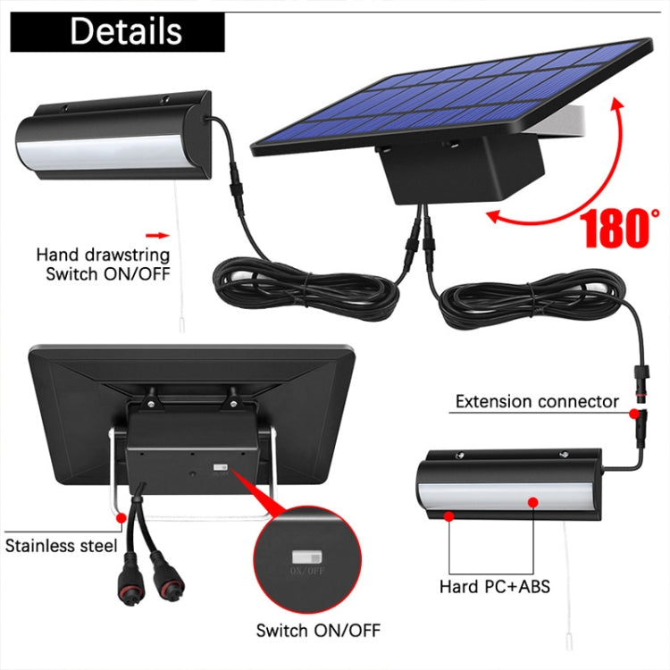 Pull-Switch 2 in 1 Solar Light 60-LEDs Landscape Courtyard Wall Lamp, Light Color:White Light