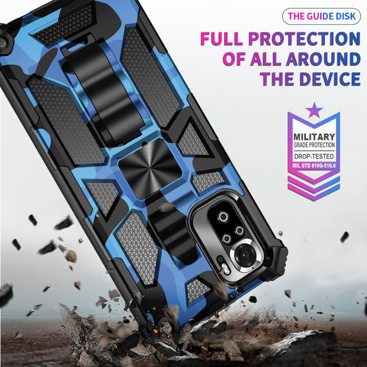For Xiaomi Redmi Note 10 Camouflage Armor Shockproof TPU + PC Magnetic Protective Case with Holder