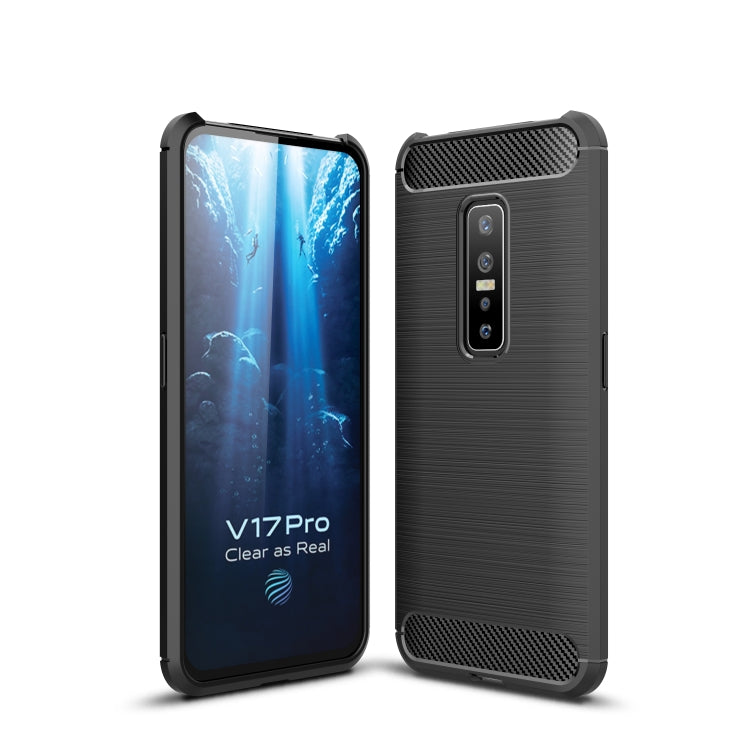 For Vivo V17 Pro Brushed Texture Carbon Fiber TPU Protective Case