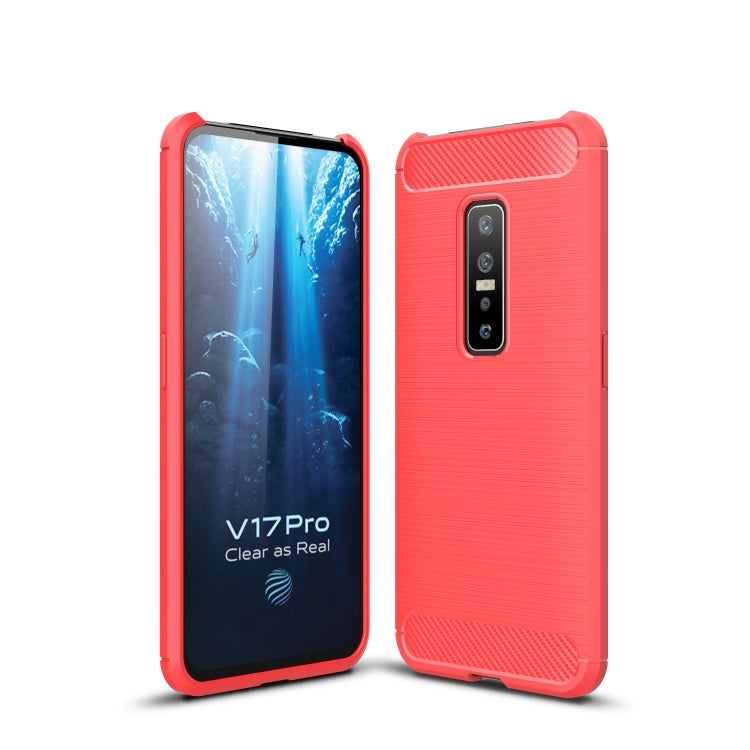 For Vivo V17 Pro Brushed Texture Carbon Fiber TPU Protective Case