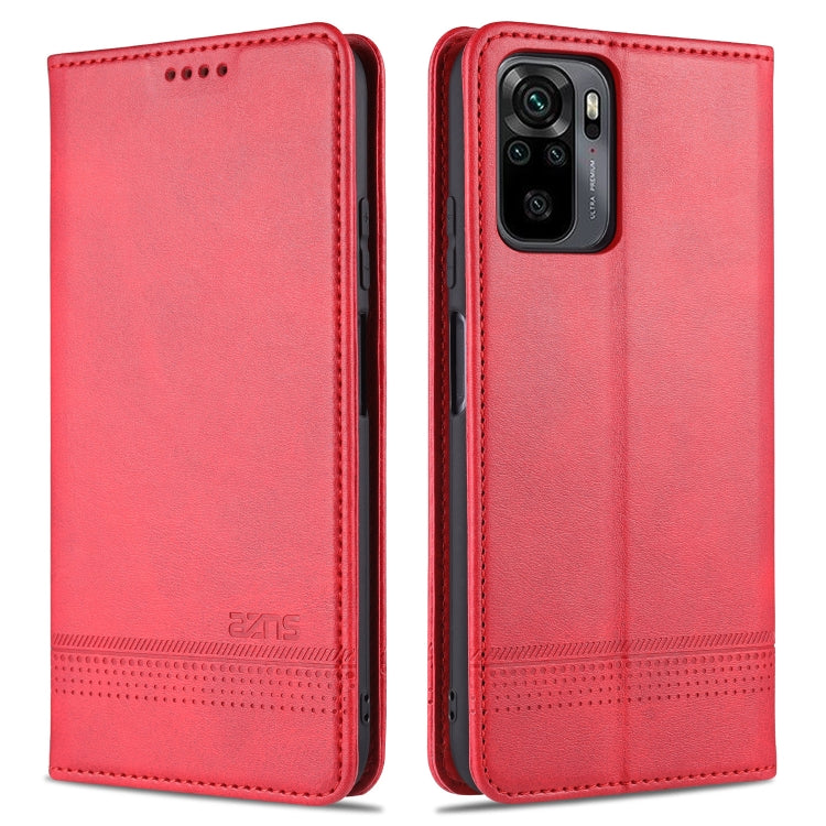 For Xiaomi Redmi Note 10S AZNS Magnetic Calf Texture Horizontal Flip Leather Case with Card Slots & Holder & Wallet