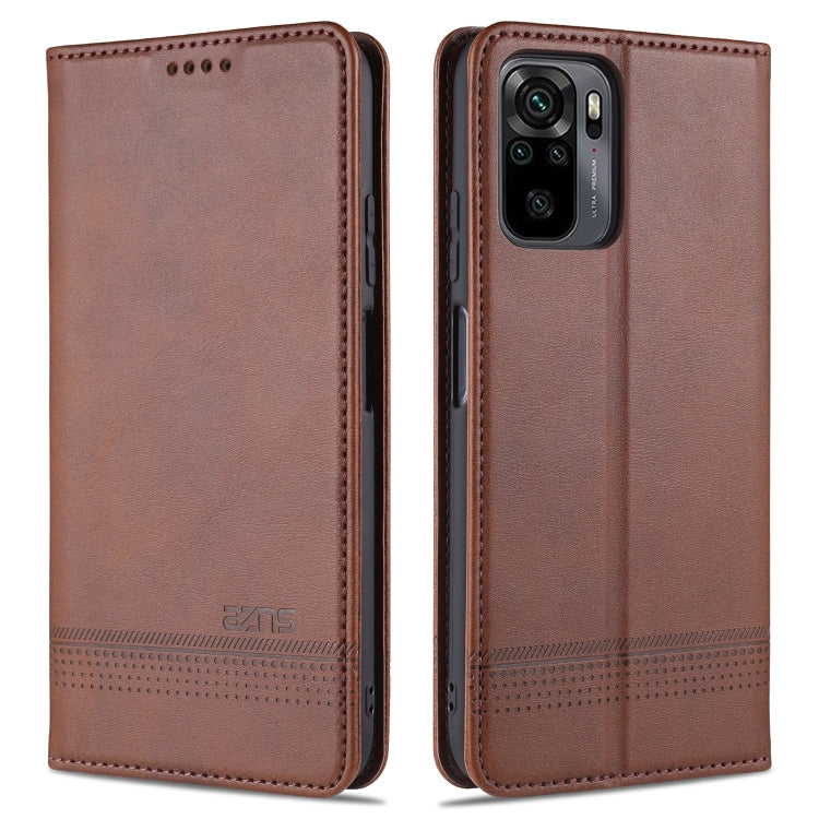 For Xiaomi Redmi Note 10S AZNS Magnetic Calf Texture Horizontal Flip Leather Case with Card Slots & Holder & Wallet