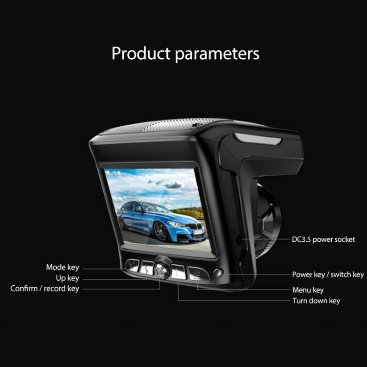 MSY-301 Car DVR Camera + Radar Detector 2.4 inch Screen FHD 1080P, Support GPS / TF Card / G-Sensor / Loop Recording