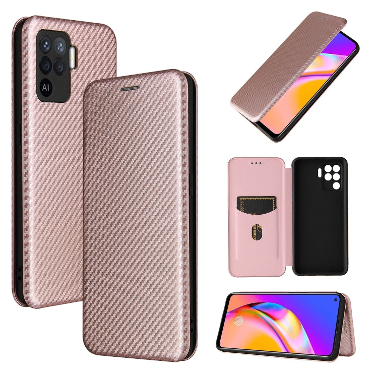 For OPPO A94 4G / F19 Pro / Reno5 F Carbon Fiber Texture Horizontal Flip TPU + PC + PU Leather Case with Card Slot