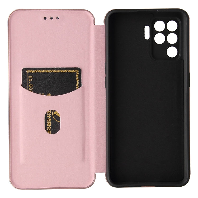 For OPPO A94 4G / F19 Pro / Reno5 F Carbon Fiber Texture Horizontal Flip TPU + PC + PU Leather Case with Card Slot