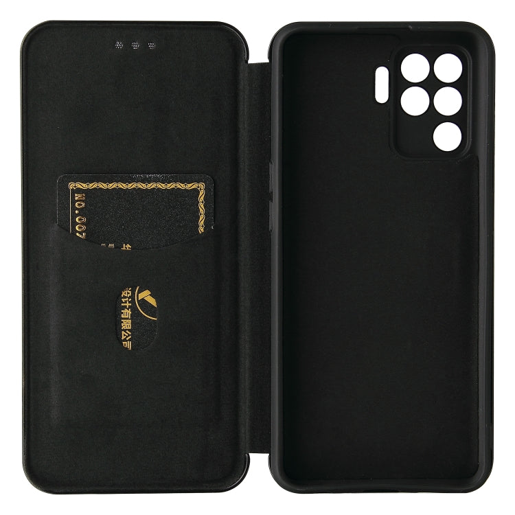 For OPPO A94 4G / F19 Pro / Reno5 F Carbon Fiber Texture Horizontal Flip TPU + PC + PU Leather Case with Card Slot