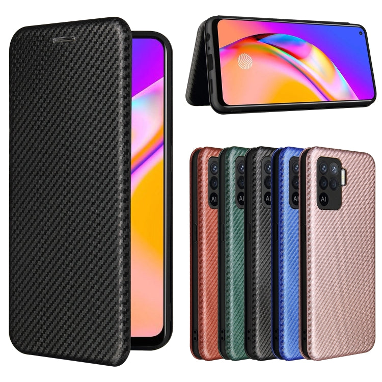 For OPPO A94 4G / F19 Pro / Reno5 F Carbon Fiber Texture Horizontal Flip TPU + PC + PU Leather Case with Card Slot