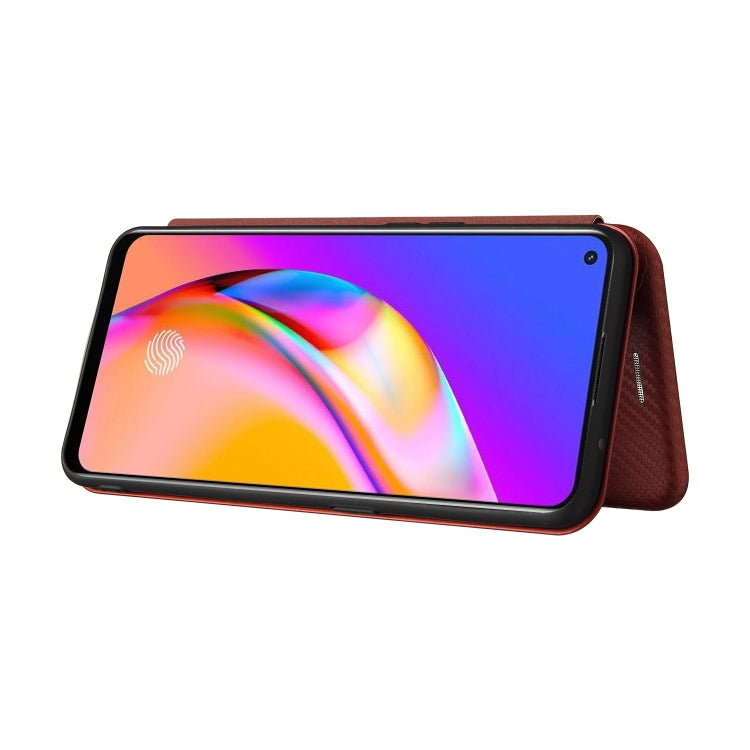 For OPPO A94 4G / F19 Pro / Reno5 F Carbon Fiber Texture Horizontal Flip TPU + PC + PU Leather Case with Card Slot