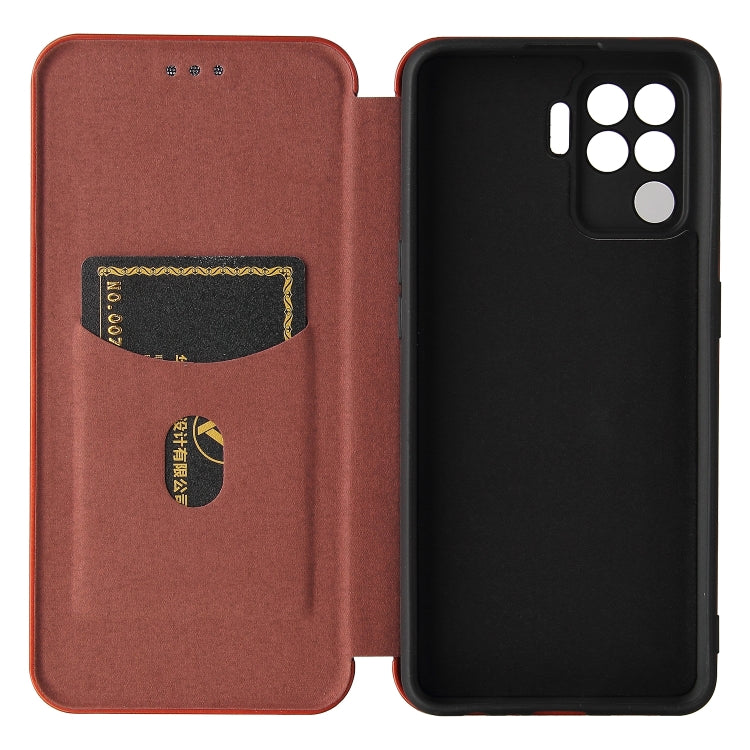 For OPPO A94 4G / F19 Pro / Reno5 F Carbon Fiber Texture Horizontal Flip TPU + PC + PU Leather Case with Card Slot