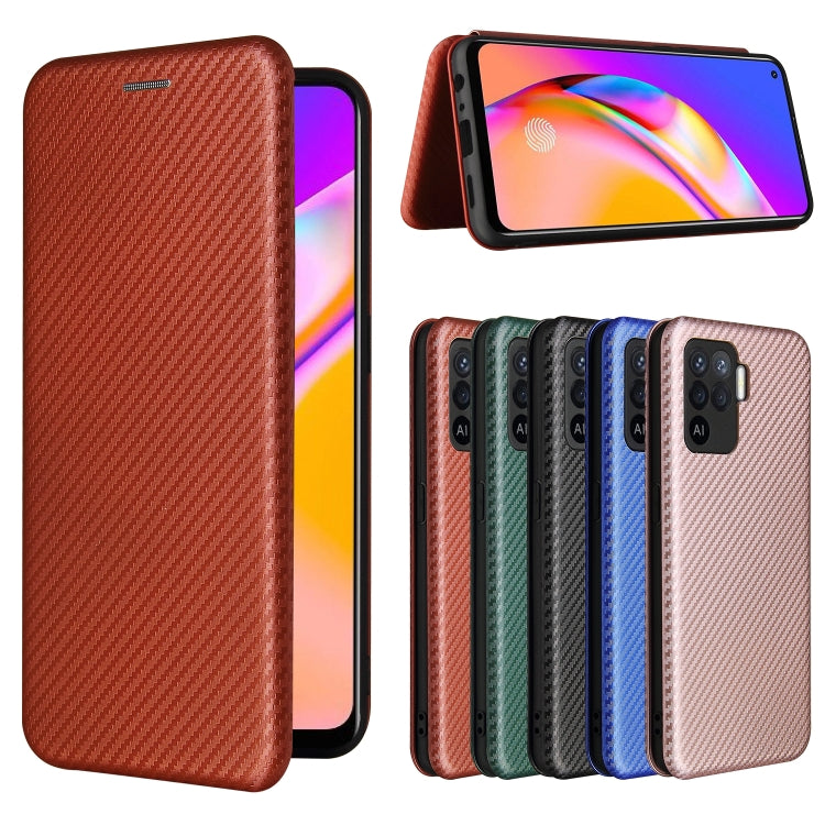 For OPPO A94 4G / F19 Pro / Reno5 F Carbon Fiber Texture Horizontal Flip TPU + PC + PU Leather Case with Card Slot