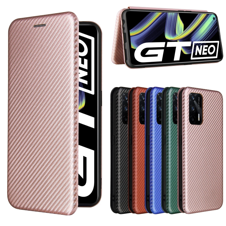 For OPPO Realme GT 5G Carbon Fiber Texture Horizontal Flip TPU + PC + PU Leather Case with Card Slot