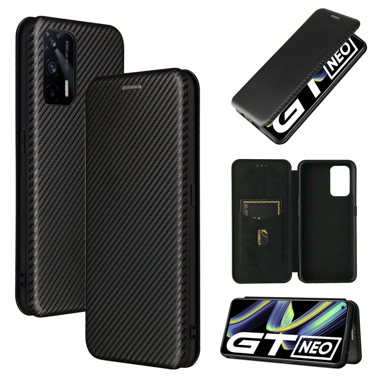For OPPO Realme GT 5G Carbon Fiber Texture Horizontal Flip TPU + PC + PU Leather Case with Card Slot