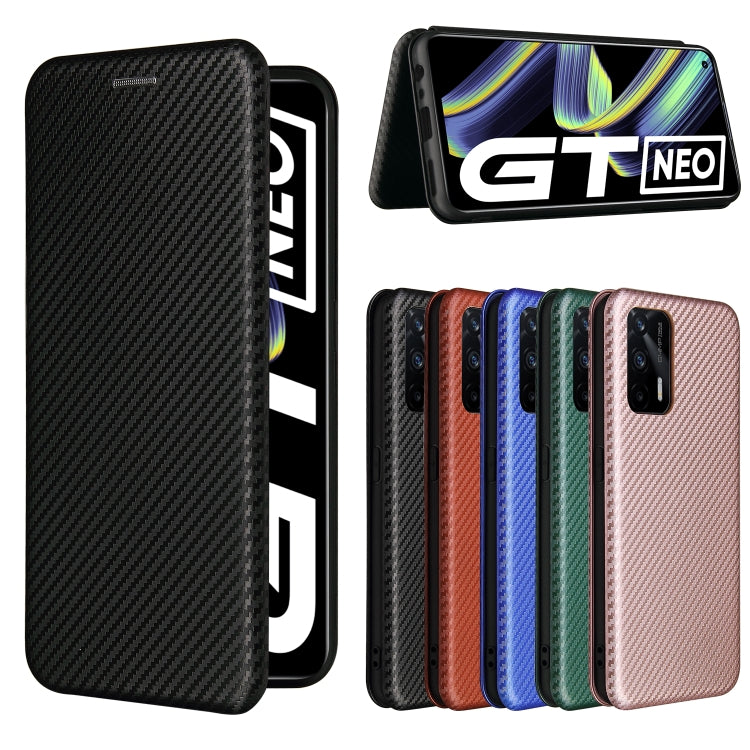 For OPPO Realme GT 5G Carbon Fiber Texture Horizontal Flip TPU + PC + PU Leather Case with Card Slot