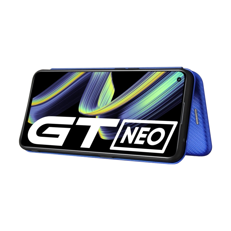 For OPPO Realme GT 5G Carbon Fiber Texture Horizontal Flip TPU + PC + PU Leather Case with Card Slot