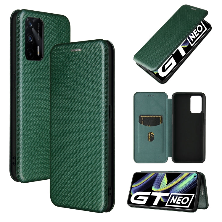 For OPPO Realme GT 5G Carbon Fiber Texture Horizontal Flip TPU + PC + PU Leather Case with Card Slot