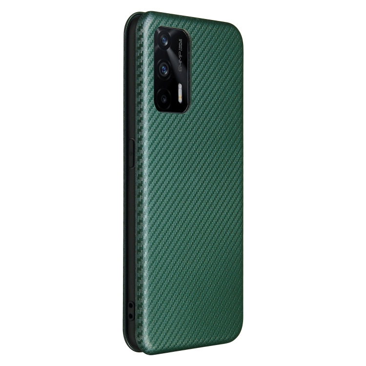 For OPPO Realme GT 5G Carbon Fiber Texture Horizontal Flip TPU + PC + PU Leather Case with Card Slot