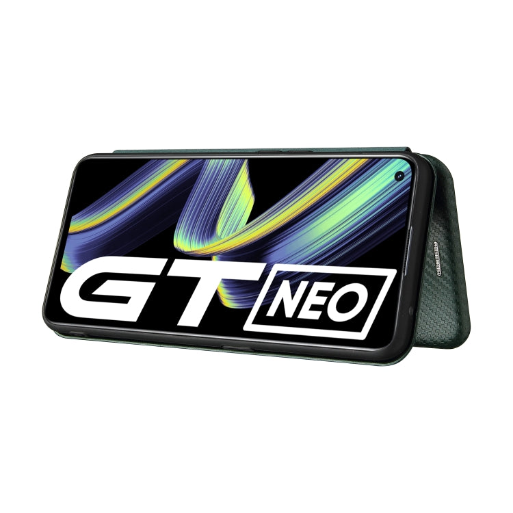 For OPPO Realme GT 5G Carbon Fiber Texture Horizontal Flip TPU + PC + PU Leather Case with Card Slot