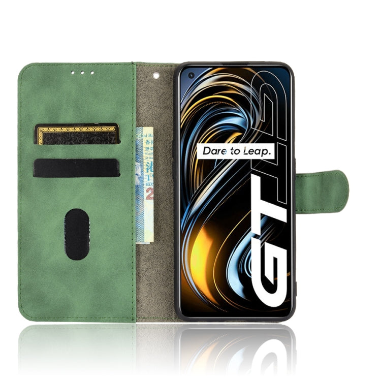 For OPPO Realme GT 5G Solid Color Skin Feel Magnetic Buckle Horizontal Flip PU Leather Case with Holder & Card Slots & Wallet