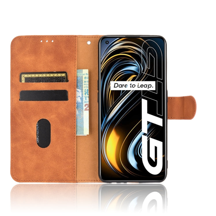 For OPPO Realme GT 5G Solid Color Skin Feel Magnetic Buckle Horizontal Flip PU Leather Case with Holder & Card Slots & Wallet