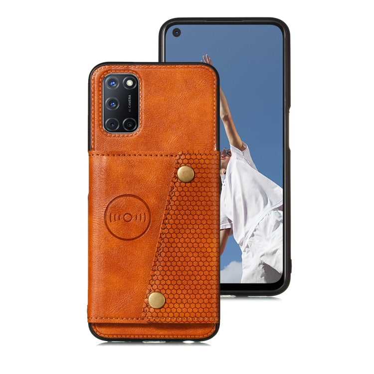 For OPPO A93 5G Double Buckle PU + TPU Shockproof Magnetic Protective Case with Card Slots & Holder