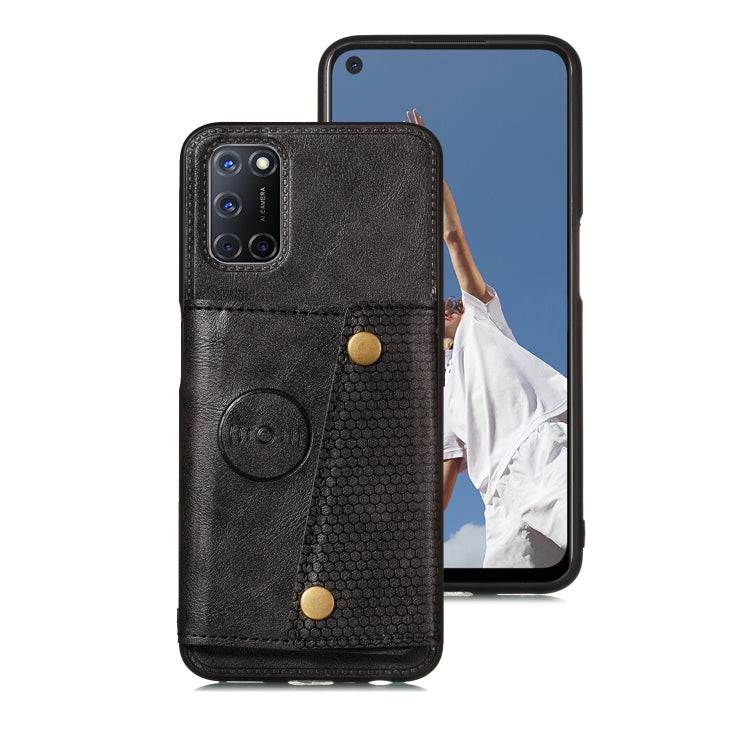 For OPPO A93 5G Double Buckle PU + TPU Shockproof Magnetic Protective Case with Card Slots & Holder