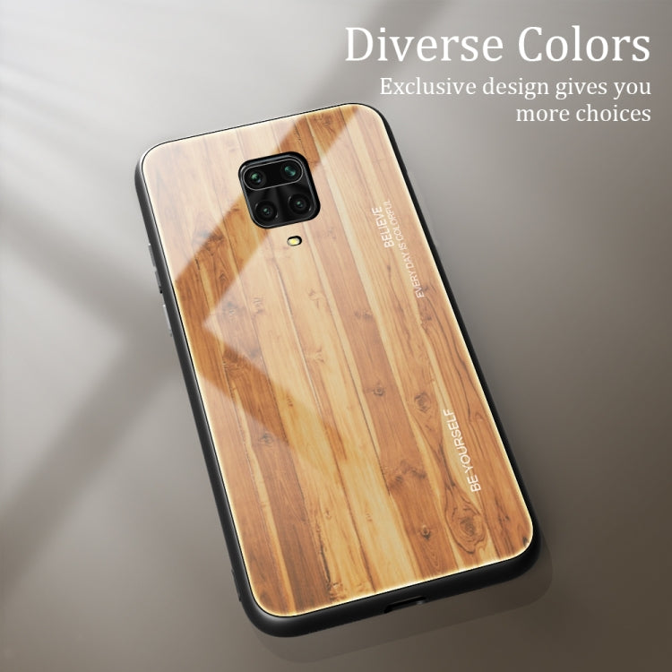 For Xiaomi Redmi Note 9S Wood Grain Tempered Glass + TPU Shockproof Case