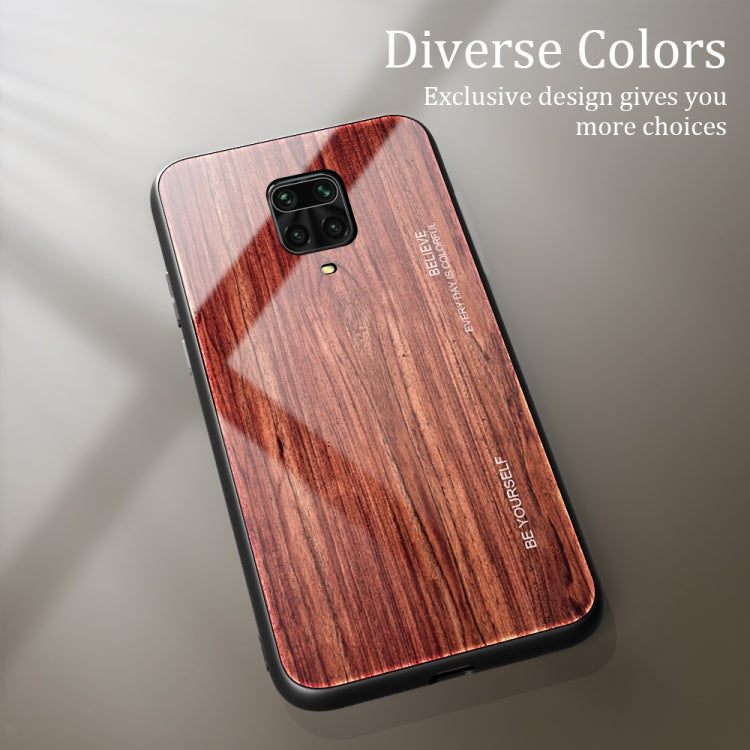 For Xiaomi Redmi Note 9S Wood Grain Tempered Glass + TPU Shockproof Case