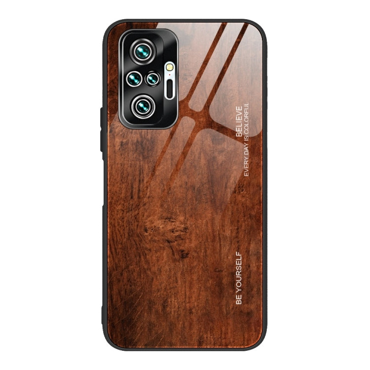 For Xiaomi Redmi Note 10 Pro / Pro Max Wood Grain Tempered Glass + TPU Shockproof Case