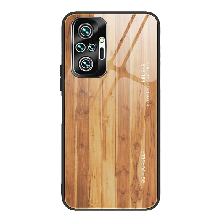 For Xiaomi Redmi Note 10 Pro / Pro Max Wood Grain Tempered Glass + TPU Shockproof Case