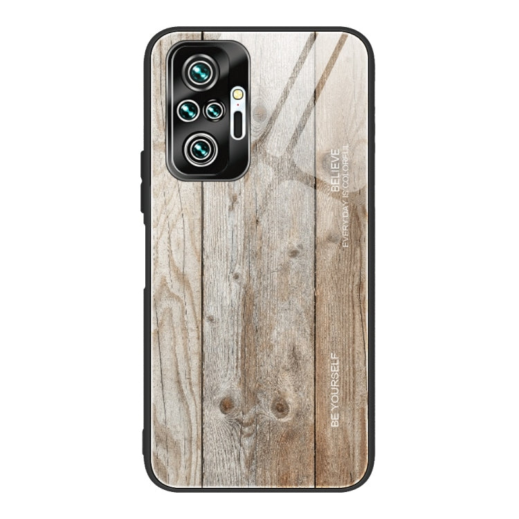 For Xiaomi Redmi Note 10 Pro / Pro Max Wood Grain Tempered Glass + TPU Shockproof Case