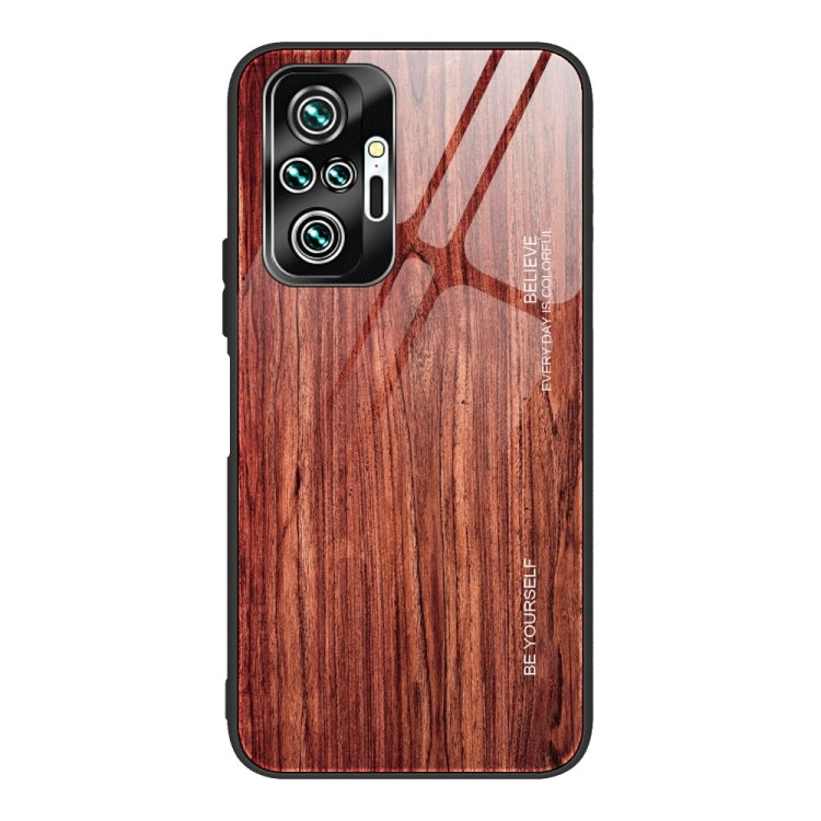 For Xiaomi Redmi Note 10 Pro / Pro Max Wood Grain Tempered Glass + TPU Shockproof Case