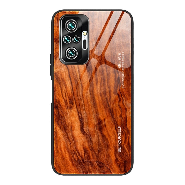 For Xiaomi Redmi Note 10 Pro / Pro Max Wood Grain Tempered Glass + TPU Shockproof Case