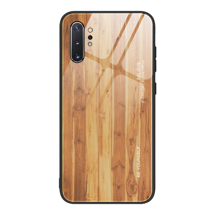 For Samsung Galaxy Note10+ Wood Grain Tempered Glass + TPU Shockproof Case