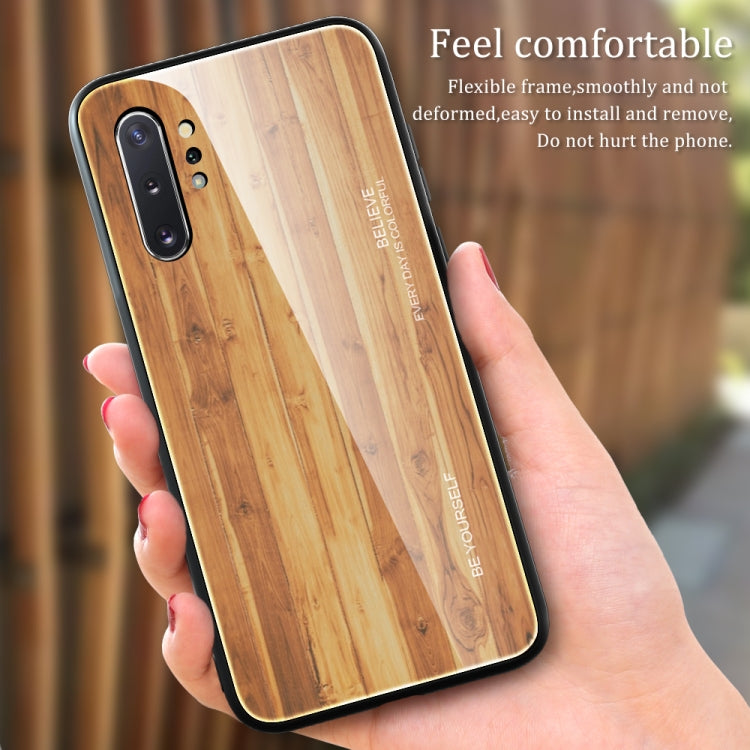 For Samsung Galaxy Note10+ Wood Grain Tempered Glass + TPU Shockproof Case