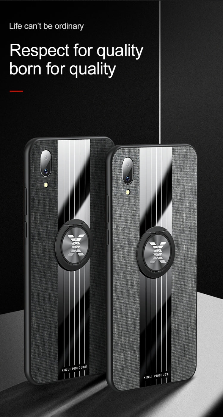 For Vivo Y93 XINLI Stitching Cloth Texture Shockproof TPU Protective Case with Ring Holder