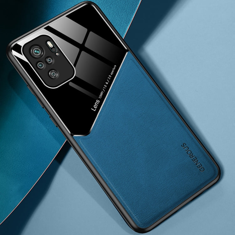 For Xiaomi Redmi Note 10 All-inclusive Leather + Organic Glass Protective Case with Metal Iron Sheet