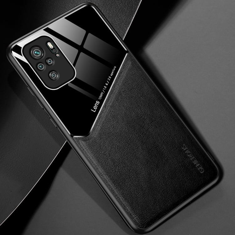 For Xiaomi Redmi Note 10 All-inclusive Leather + Organic Glass Protective Case with Metal Iron Sheet