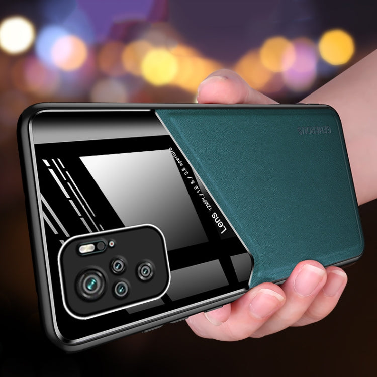 For Xiaomi Redmi Note 10 All-inclusive Leather + Organic Glass Protective Case with Metal Iron Sheet