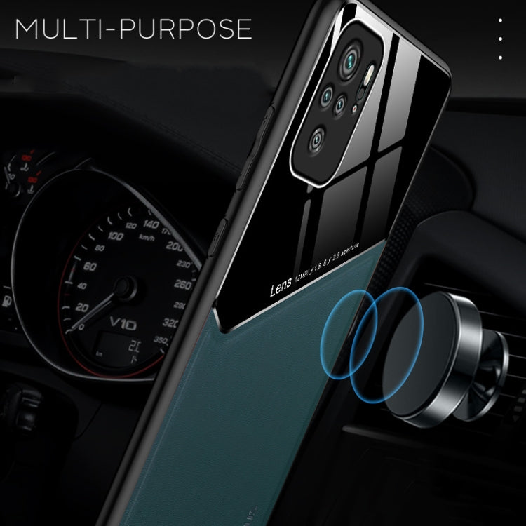 For Xiaomi Redmi Note 10 All-inclusive Leather + Organic Glass Protective Case with Metal Iron Sheet