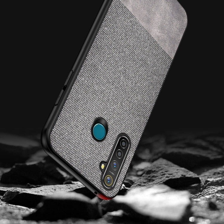 For OPPO Realme 5 Pro Shockproof Splicing PU + Cloth Protective Case