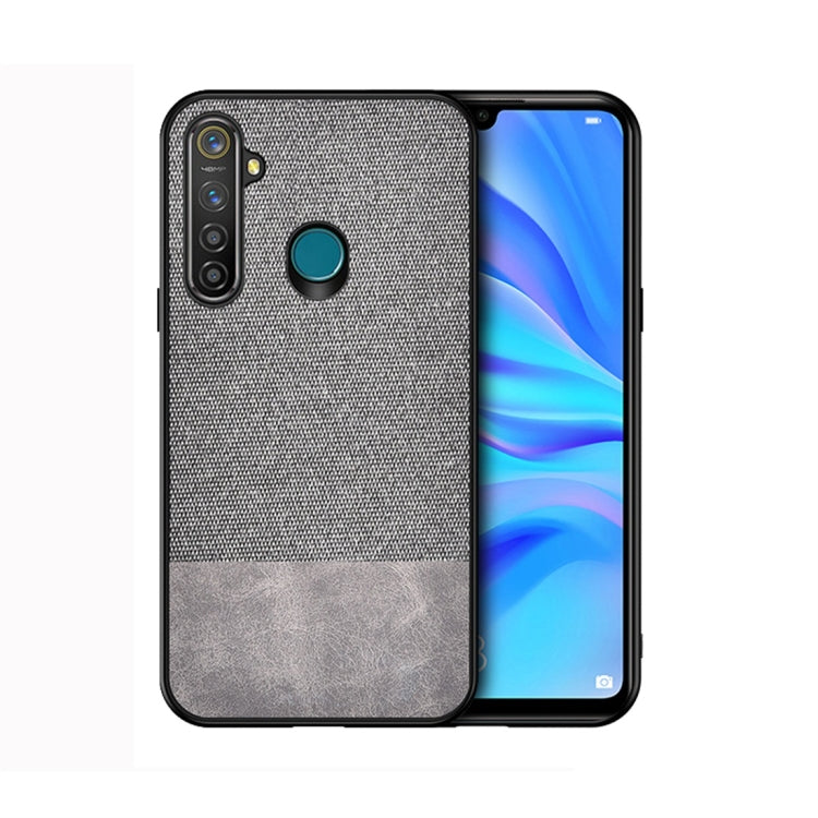 For OPPO Realme 5 Pro Shockproof Splicing PU + Cloth Protective Case