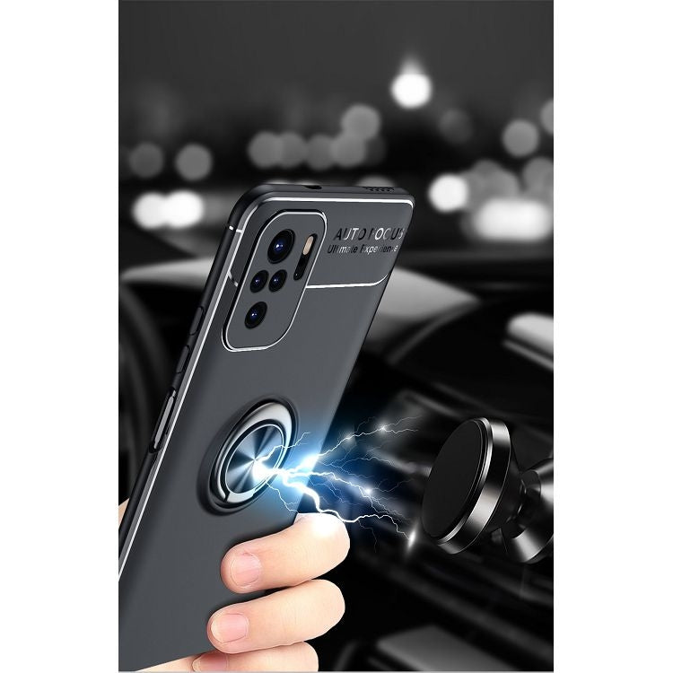 For Xiaomi Redmi Note 10 Metal Ring Holder 360 Degree Rotating TPU Case