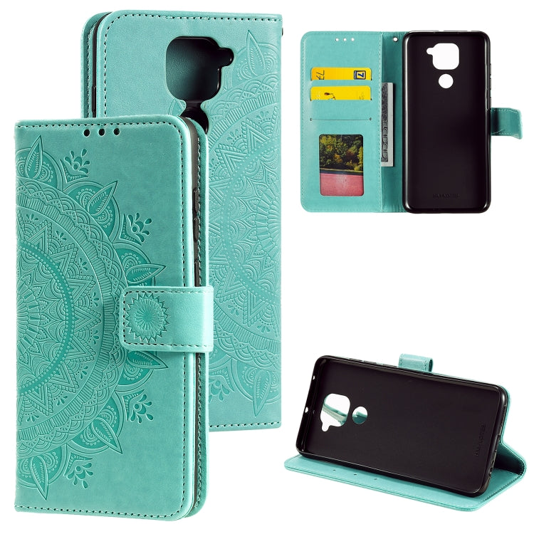 For Xiaomi Redmi Note 9 Totem Flower Embossed Horizontal Flip TPU + PU Leather Case with Holder & Card Slots & Wallet