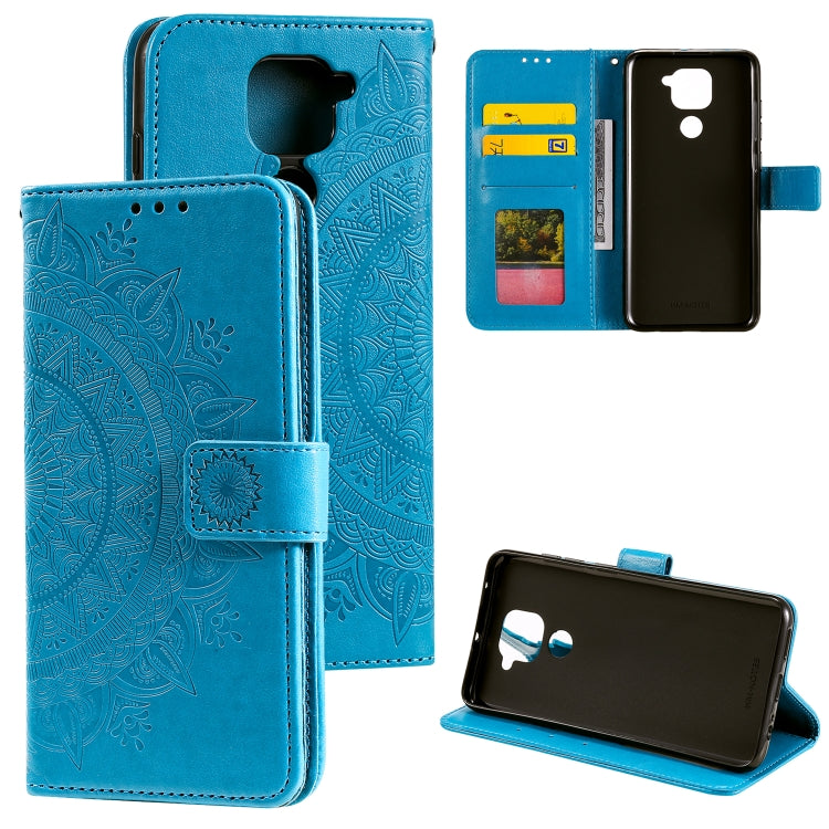 For Xiaomi Redmi Note 9 Totem Flower Embossed Horizontal Flip TPU + PU Leather Case with Holder & Card Slots & Wallet