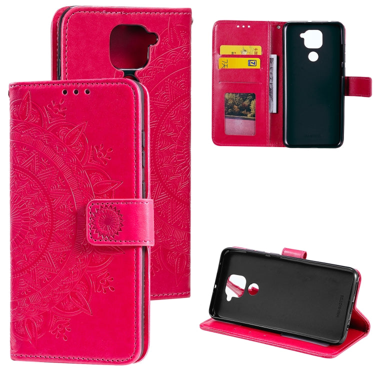 For Xiaomi Redmi Note 9 Totem Flower Embossed Horizontal Flip TPU + PU Leather Case with Holder & Card Slots & Wallet