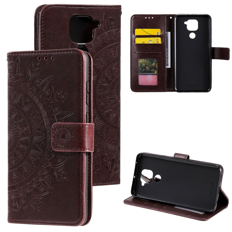 For Xiaomi Redmi Note 9 Totem Flower Embossed Horizontal Flip TPU + PU Leather Case with Holder & Card Slots & Wallet