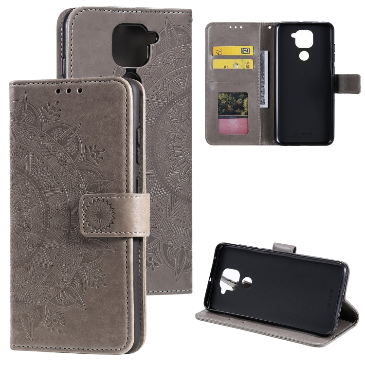 For Xiaomi Redmi Note 9 Totem Flower Embossed Horizontal Flip TPU + PU Leather Case with Holder & Card Slots & Wallet